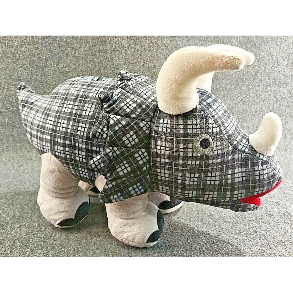 Triceratops Dinosaur Plaid Plush Soft Coin Bank Piggy Bank 15” x 9” Your Zone